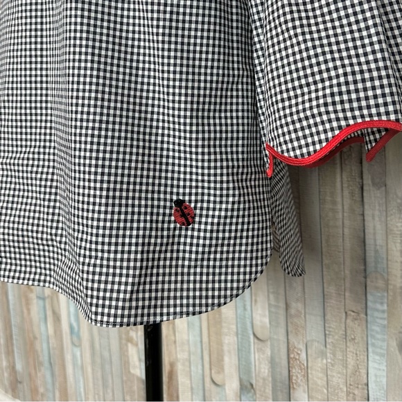 Talbots MP Oprah Magazine Embroidered Popover Top Gingham Scalloped Bell Sleeve - Picture 5 of 10